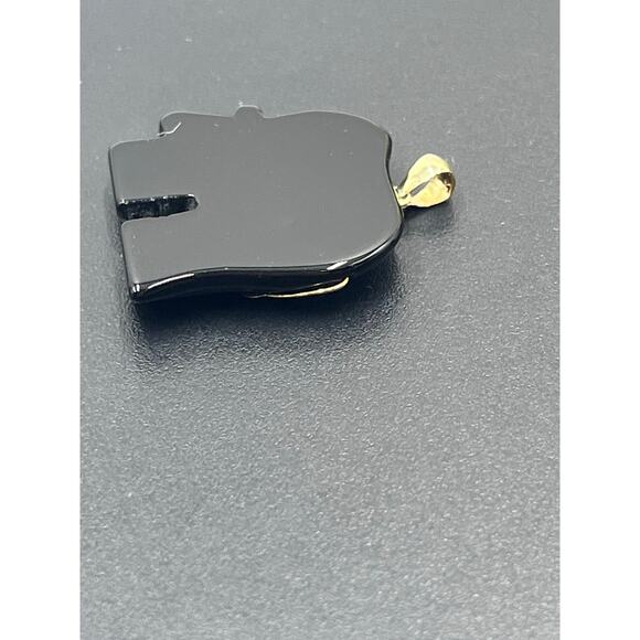 Designer 1 1/4" 14K Gold Carved
Onyx Elephant with Red Ruby Eyes
Pendant - Picture 11 of 12